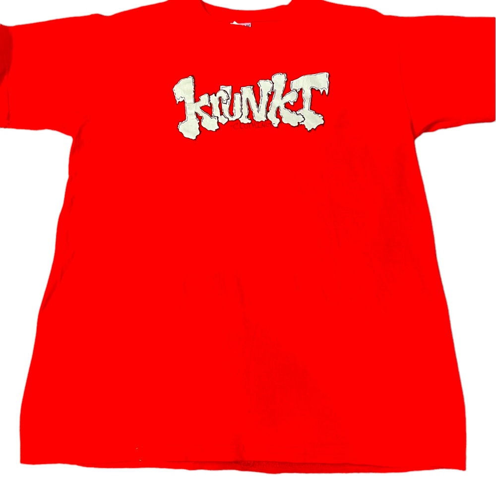 Red “KRUNT CLOTHING” men’s sz Large tee shirt.